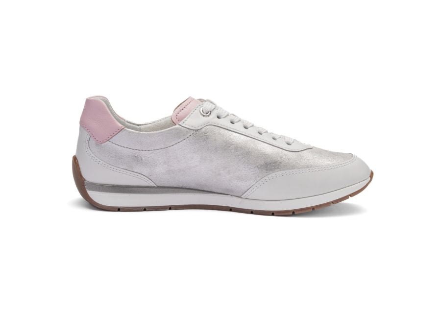 Ara 12-50904 04 Portofino G Fit Silver Metallic & Pink Trainers