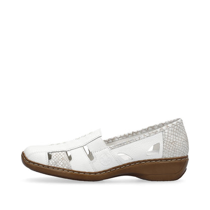 Rieker 41385-80 Off White Silver Slip On Shoes