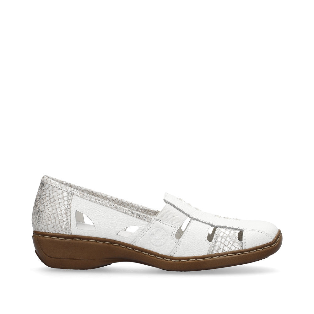 Rieker 41385-80 Off White Silver Slip On Shoes