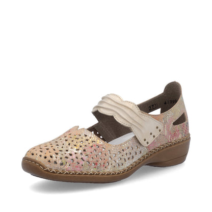 Rieker 41399-92 Gold Shimmer Multi Velcro Shoes