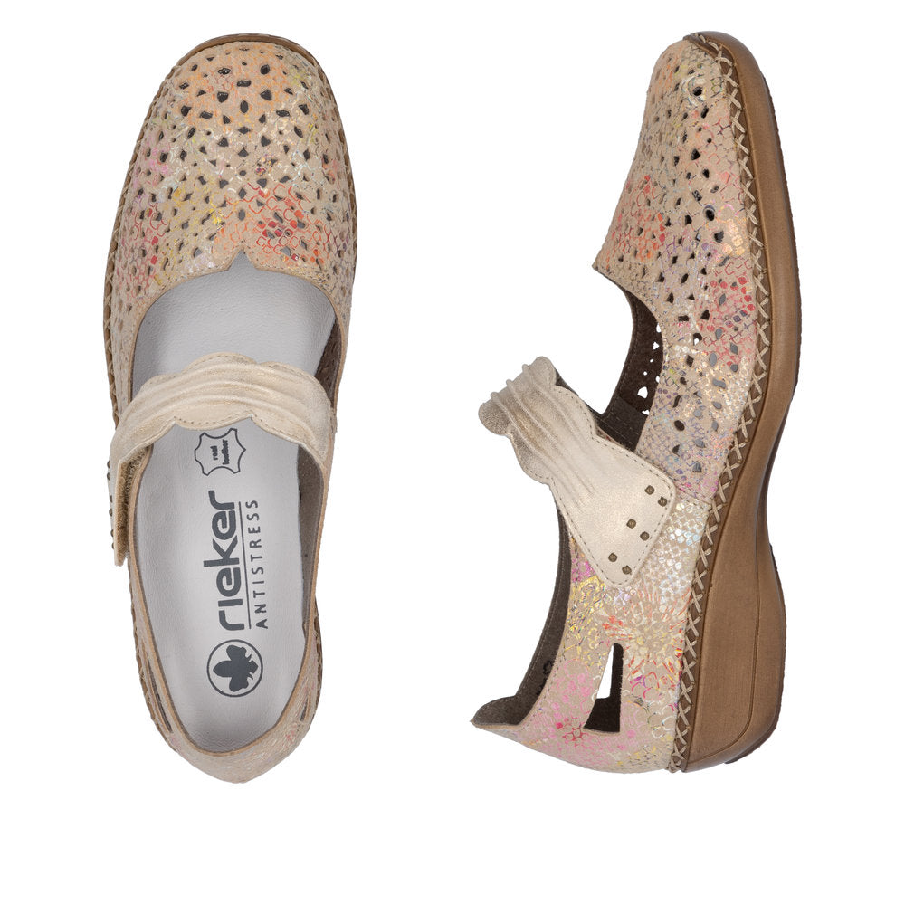 Rieker 41399-92 Gold Shimmer Multi Velcro Shoes