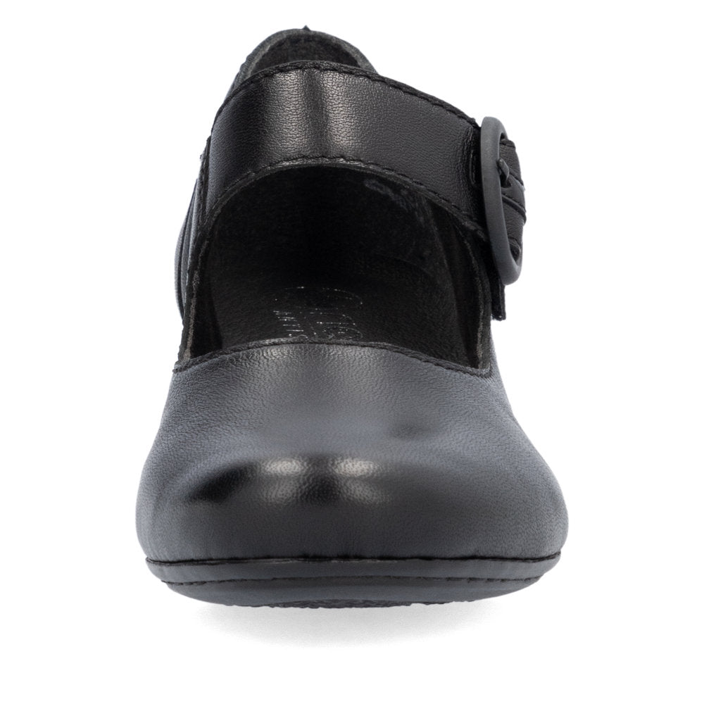 Rieker 41756-00 Black Velcro Block Heel Shoes