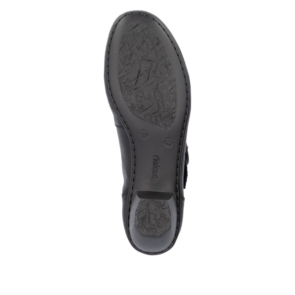 Rieker 41756-00 Black Velcro Block Heel Shoes