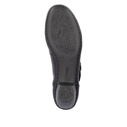 Rieker 41756-00 Black Velcro Block Heel Shoes