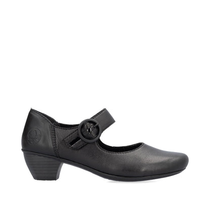 Rieker 41756-00 Black Velcro Block Heel Shoes