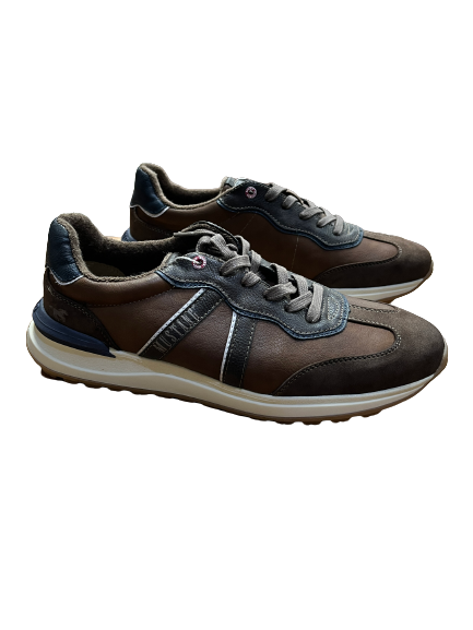 Mustang 4179-306-3 Brown Lace Sneakers with Navy Heel Detailing