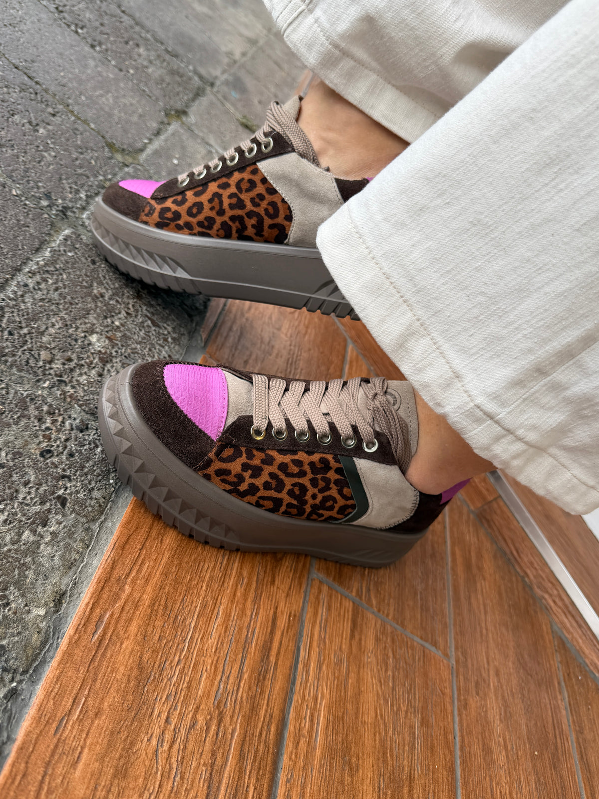Ara 12-46711 19 Monaco 2.0 Brown Leopard Gold Combi H Fit Trainers