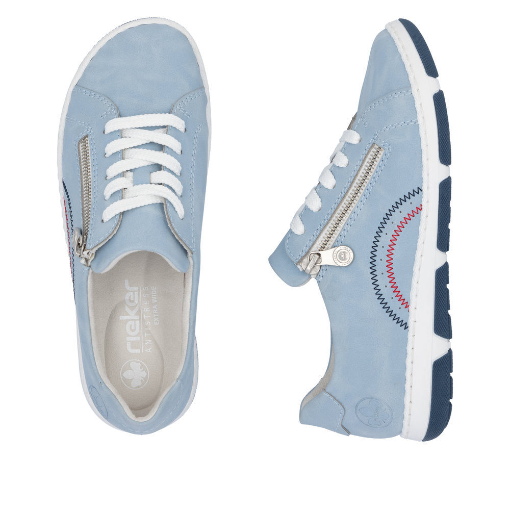Rieker 42424-10 Blue H Fit Shoes with Side Zip