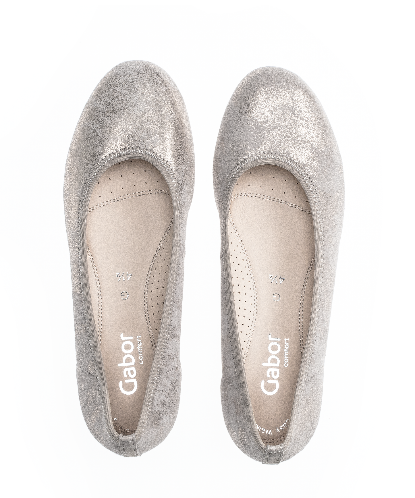 Gabor 42.641.95 Comfort Gold Metallic Slip On Wedge Shoes