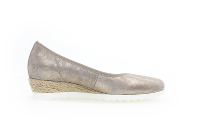 Gabor 42.641.95 Comfort Gold Metallic Slip On Wedge Shoes