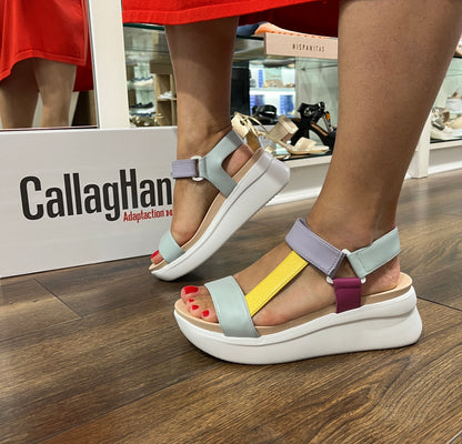 Callaghan 29908 Blue, Yellow & Lavender Velcro Sandals