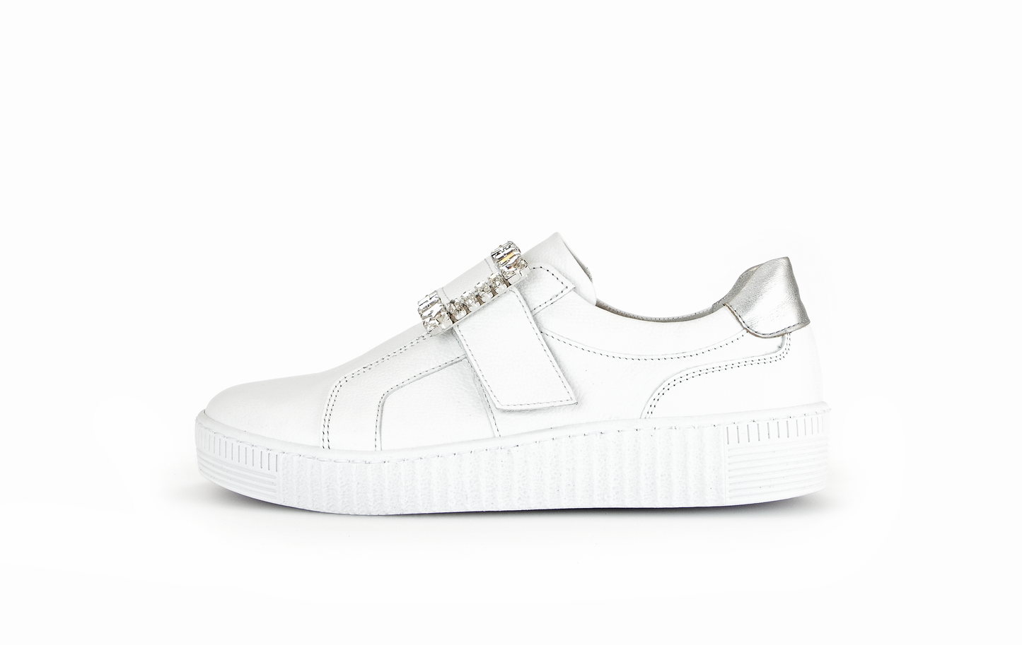 Gabor 43.338.21 White Velcro Trainers with Silver Heel