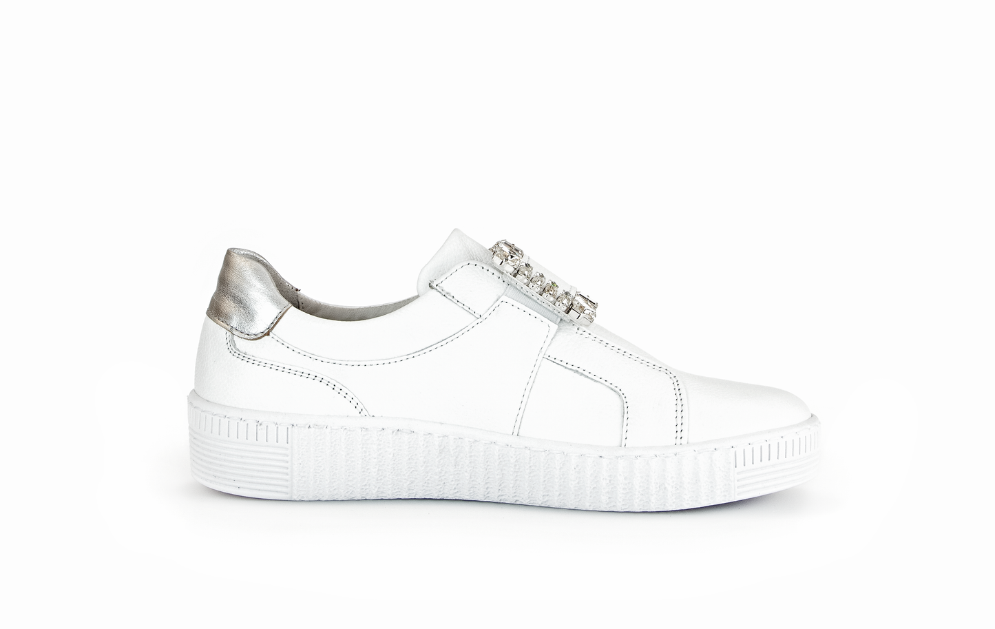 Gabor 43.338.21 White Velcro Trainers with Silver Heel