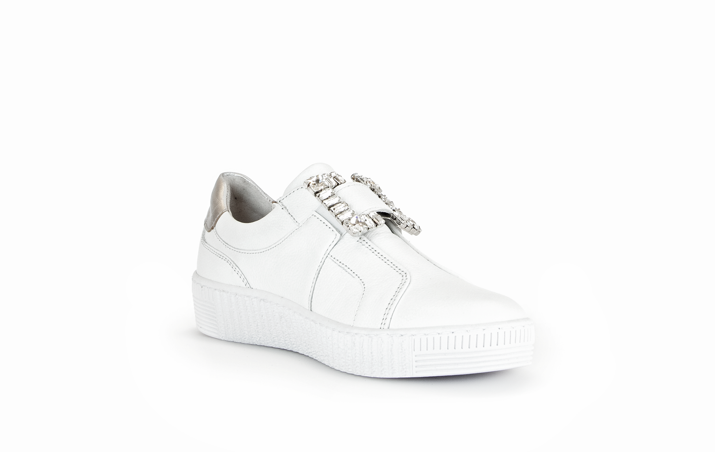 Gabor 43.338.21 White Velcro Trainers with Silver Heel