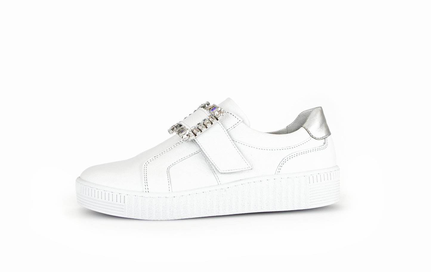 Gabor 43.338.21 White Velcro Trainers with Silver Heel