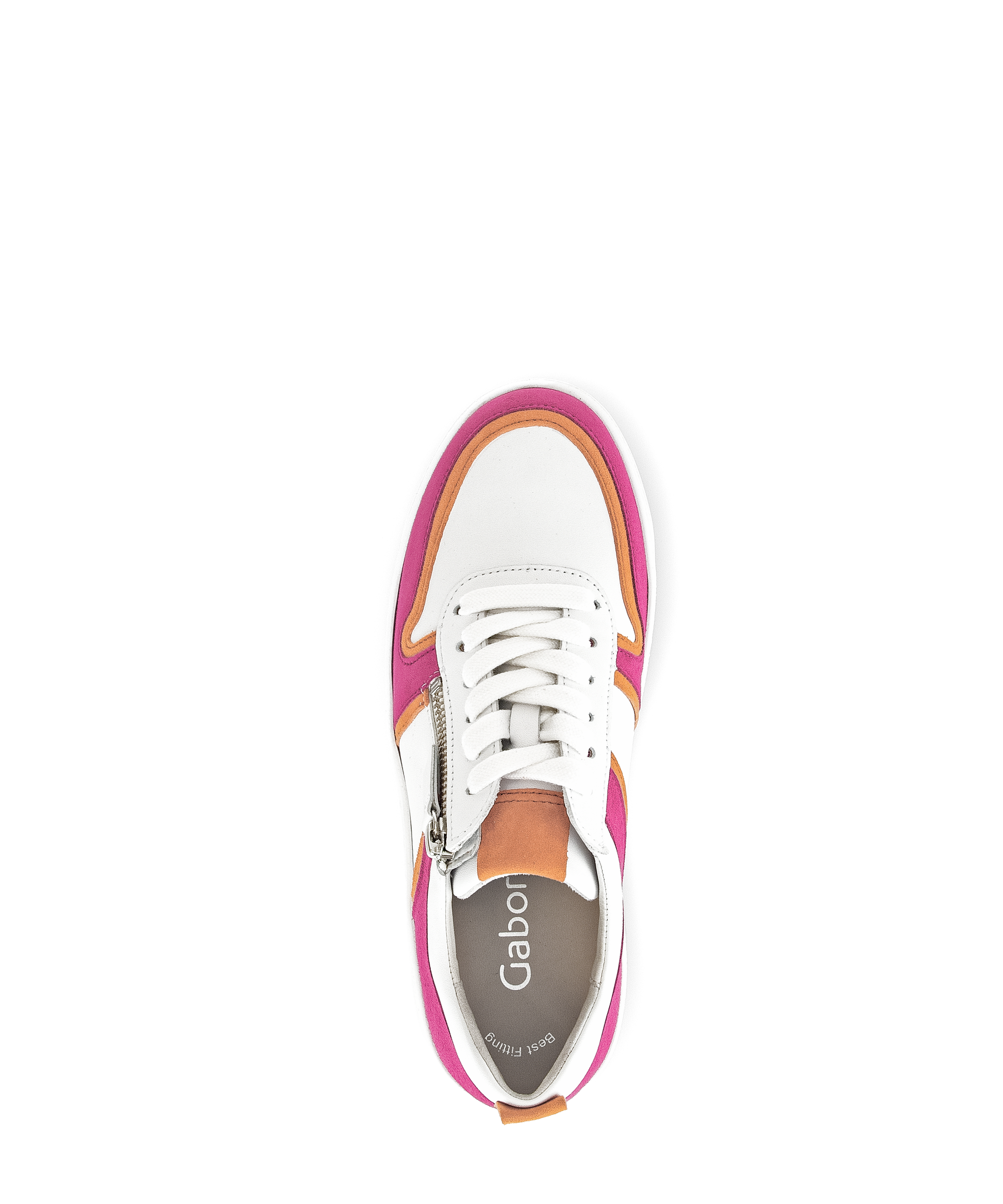 Gabor 43.340.20 White Pink Orange Combi Trainers with Zip The Shoe Parlour