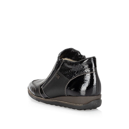 Rieker TEX 44278-00 Black Patent 2 Zip Ankle Boots