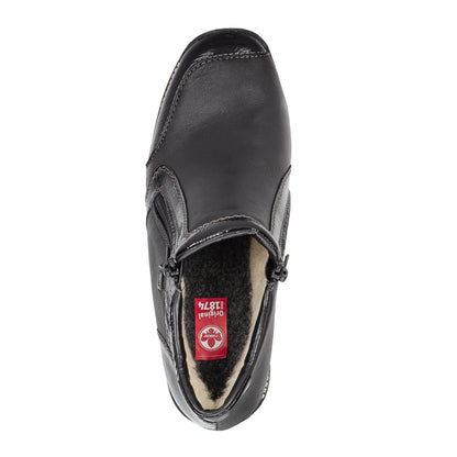 Rieker TEX 44278-00 Black Patent 2 Zip Ankle Boots