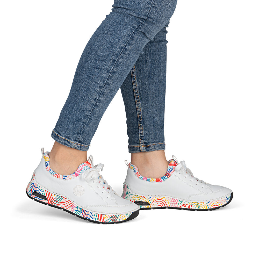 Rieker 44562-80 White Multi F 1/2 Fit Slip On Sneakers