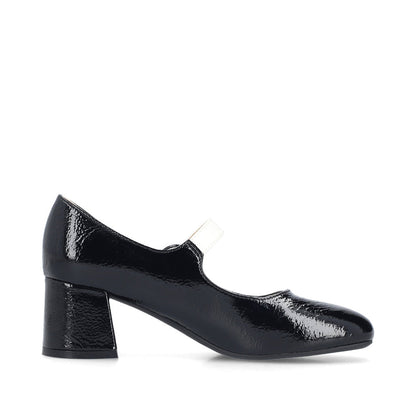 Rieker 44752-00 Black & Cream Block Heel Mary Jane Shoes