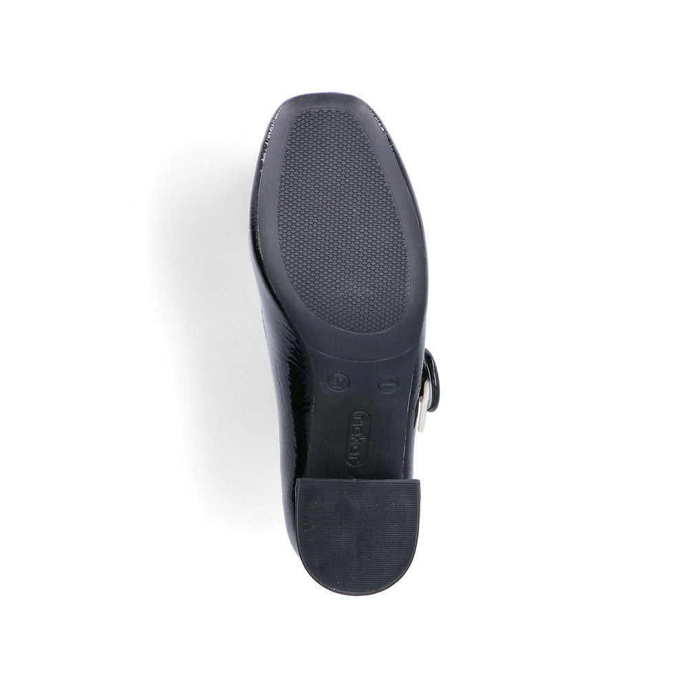 Rieker 44752-00 Black & Cream Block Heel Mary Jane Shoes