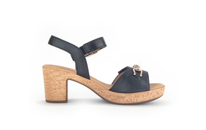 Gabor 44.765.27 Black & Gold Block Heel Slingback Sandals