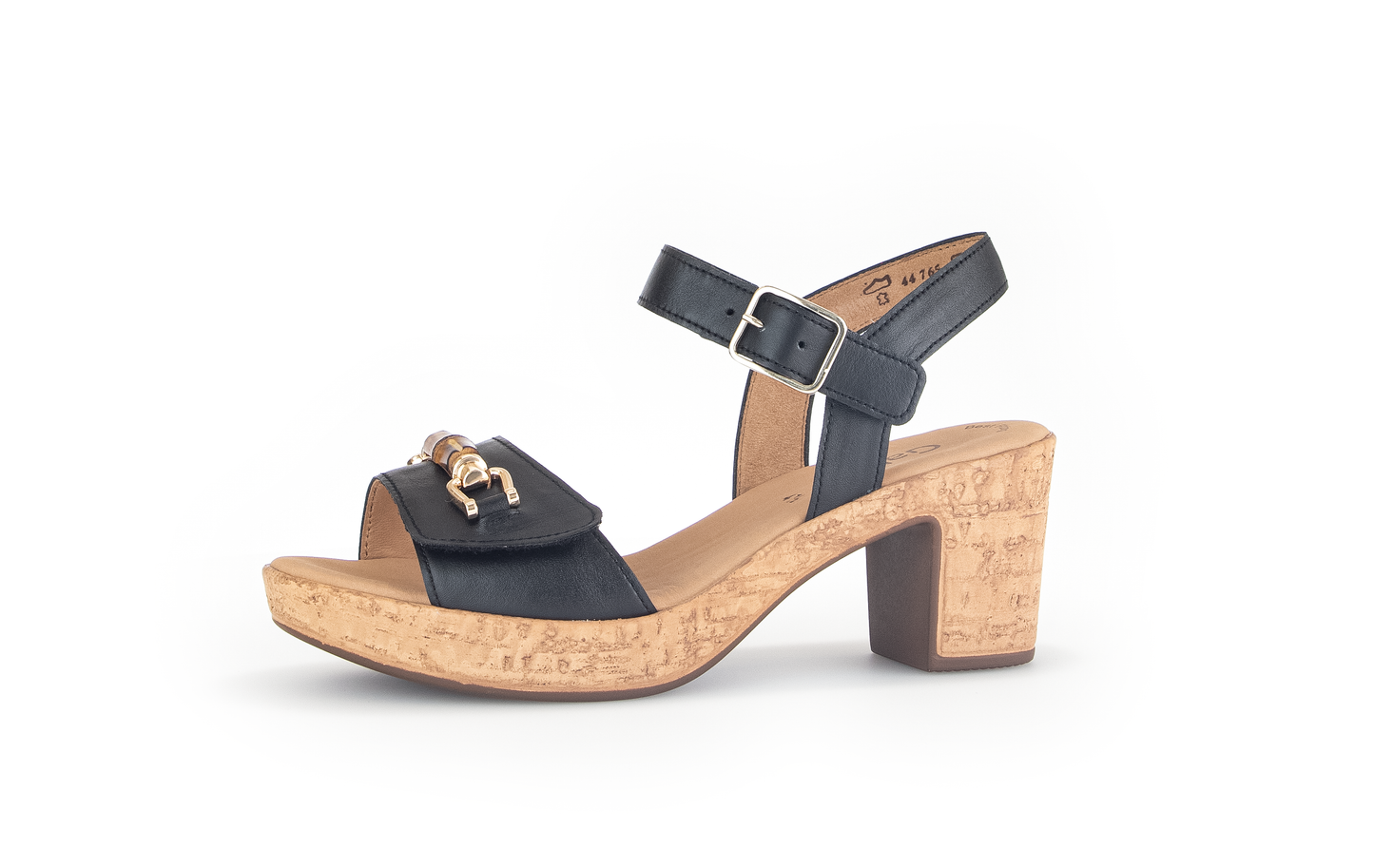 Gabor 44.765.27 Black & Gold Block Heel Slingback Sandals