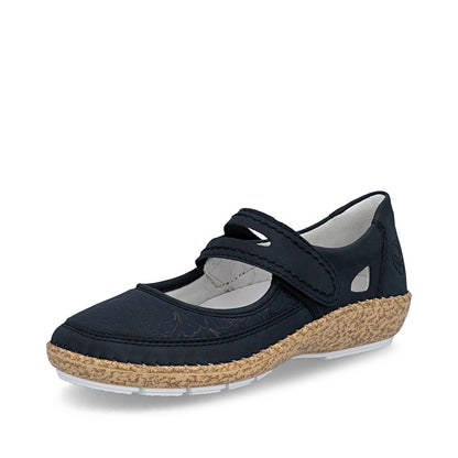 Rieker 44859-14 Navy E 1/2 Fit Velcro Shoes