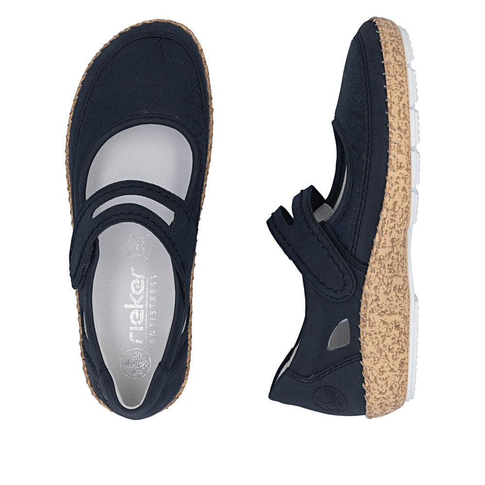 Rieker 44859-14 Navy E 1/2 Fit Velcro Shoes