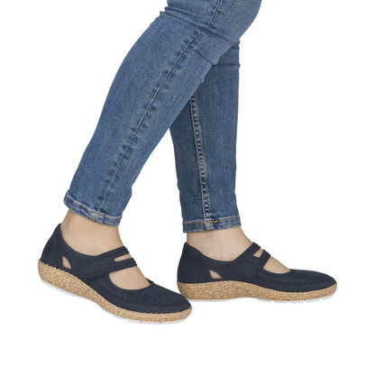 Rieker 44859-14 Navy E 1/2 Fit Velcro Shoes