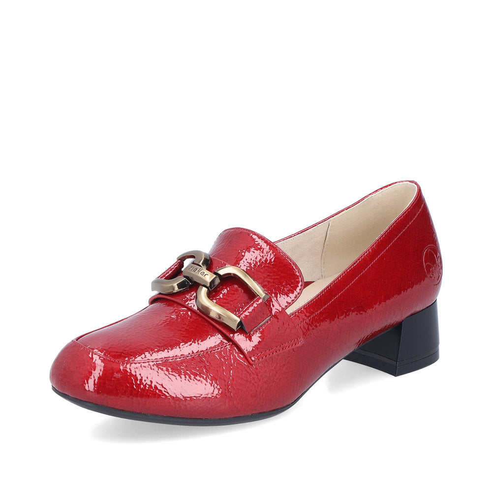 Rieker 45052-33 Scala Red Block Heel Slip On Shoes