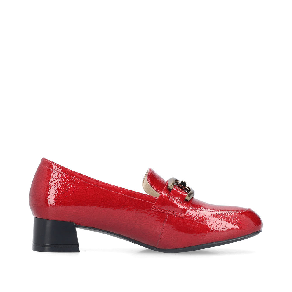 Rieker 45052-33 Scala Red Block Heel Slip On Shoes
