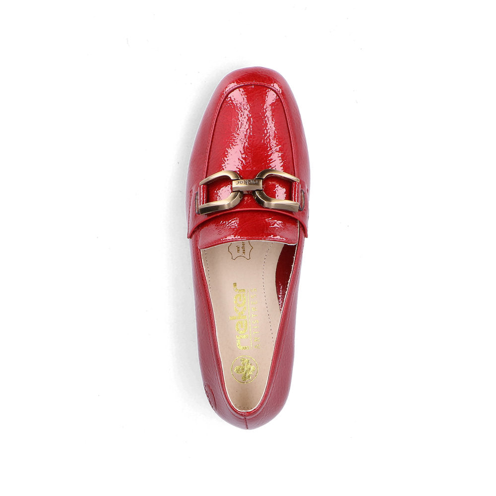 Rieker 45052-33 Scala Red Block Heel Slip On Shoes