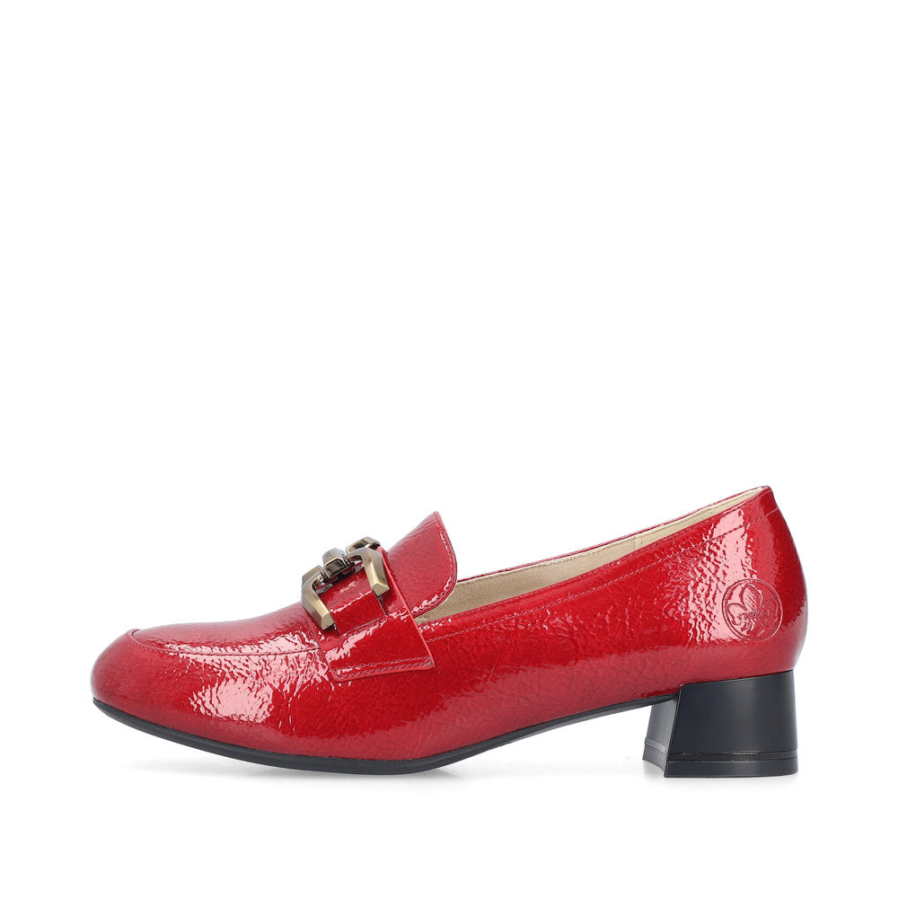 Rieker 45052-33 Scala Red Block Heel Slip On Shoes