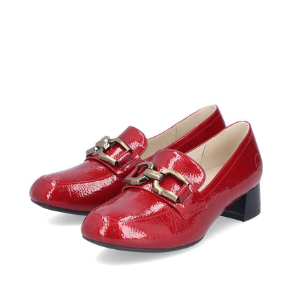 Rieker 45052-33 Scala Red Block Heel Slip On Shoes