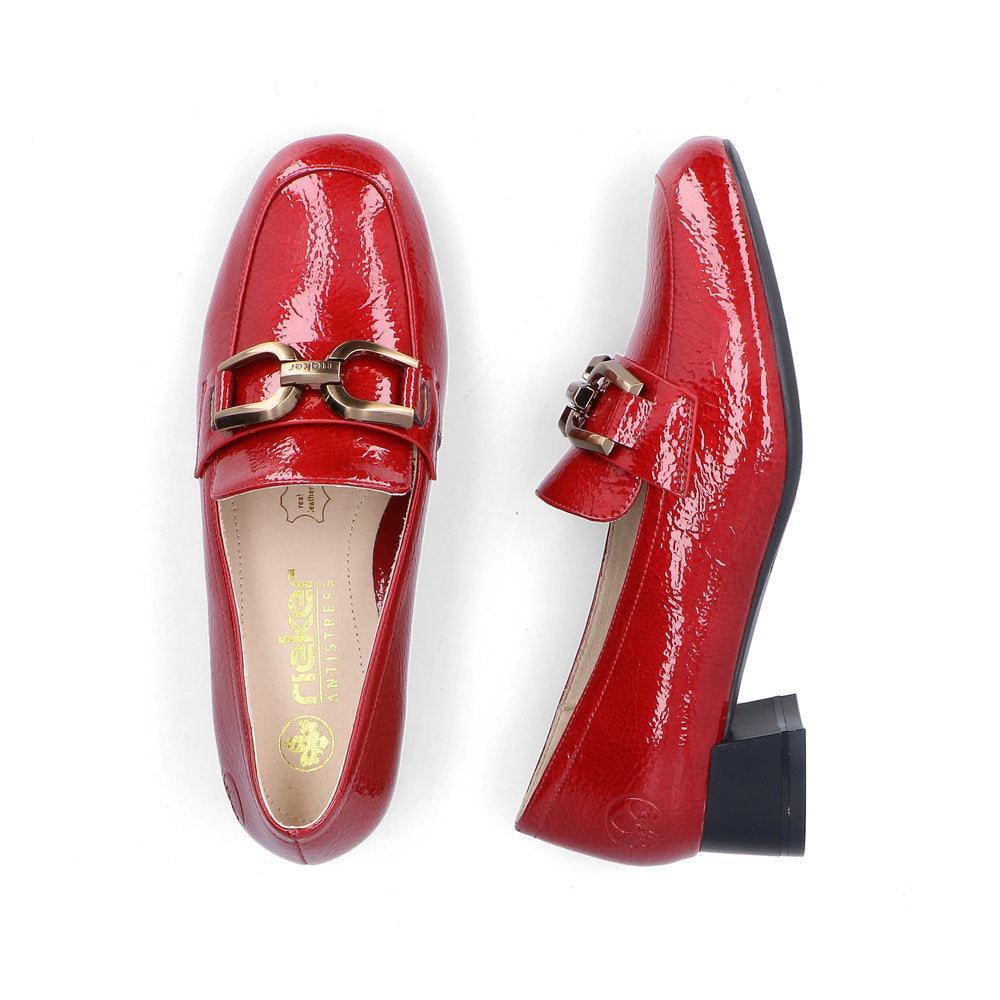 Rieker 45052-33 Scala Red Block Heel Slip On Shoes