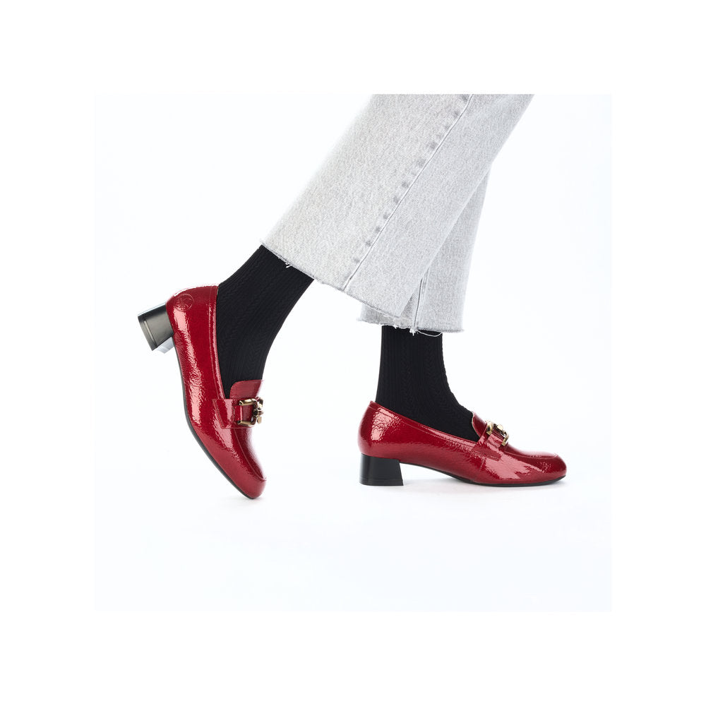 Rieker 45052-33 Scala Red Block Heel Slip On Shoes
