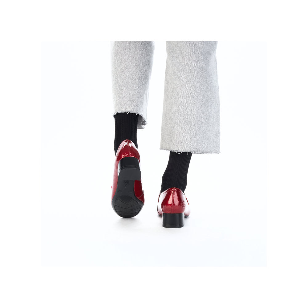 Rieker 45052-33 Scala Red Block Heel Slip On Shoes