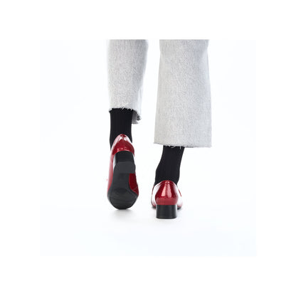 Rieker 45052-33 Scala Red Block Heel Slip On Shoes