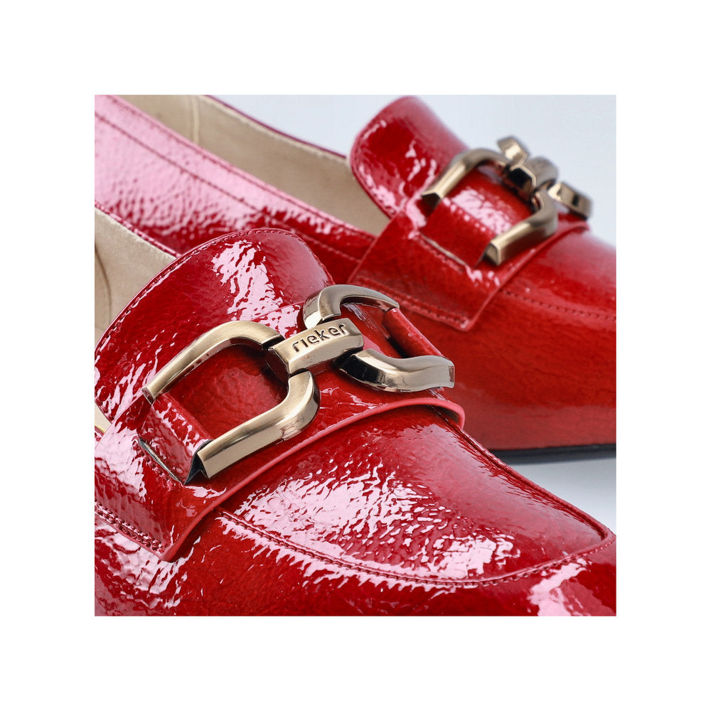 Rieker 45052-33 Scala Red Block Heel Slip On Shoes