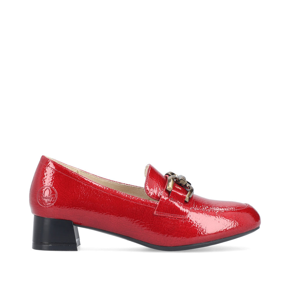Rieker 45052-33 Scala Red Block Heel Slip On Shoes