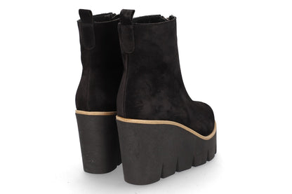 Alpe 4553 11 05 Black Suede Wedge Boots with Front Zip