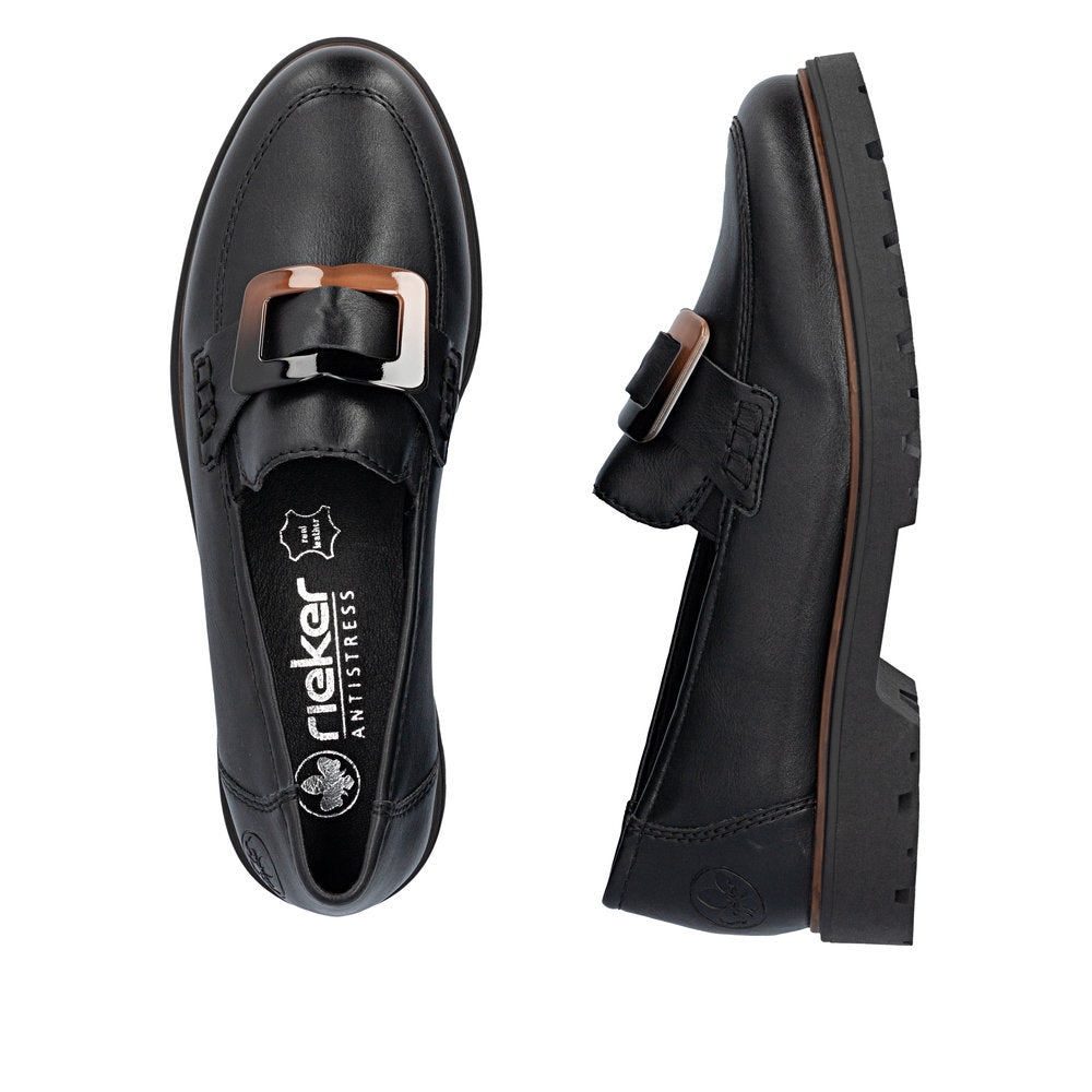 Rieker 45553-00 Black Slip On Shoes