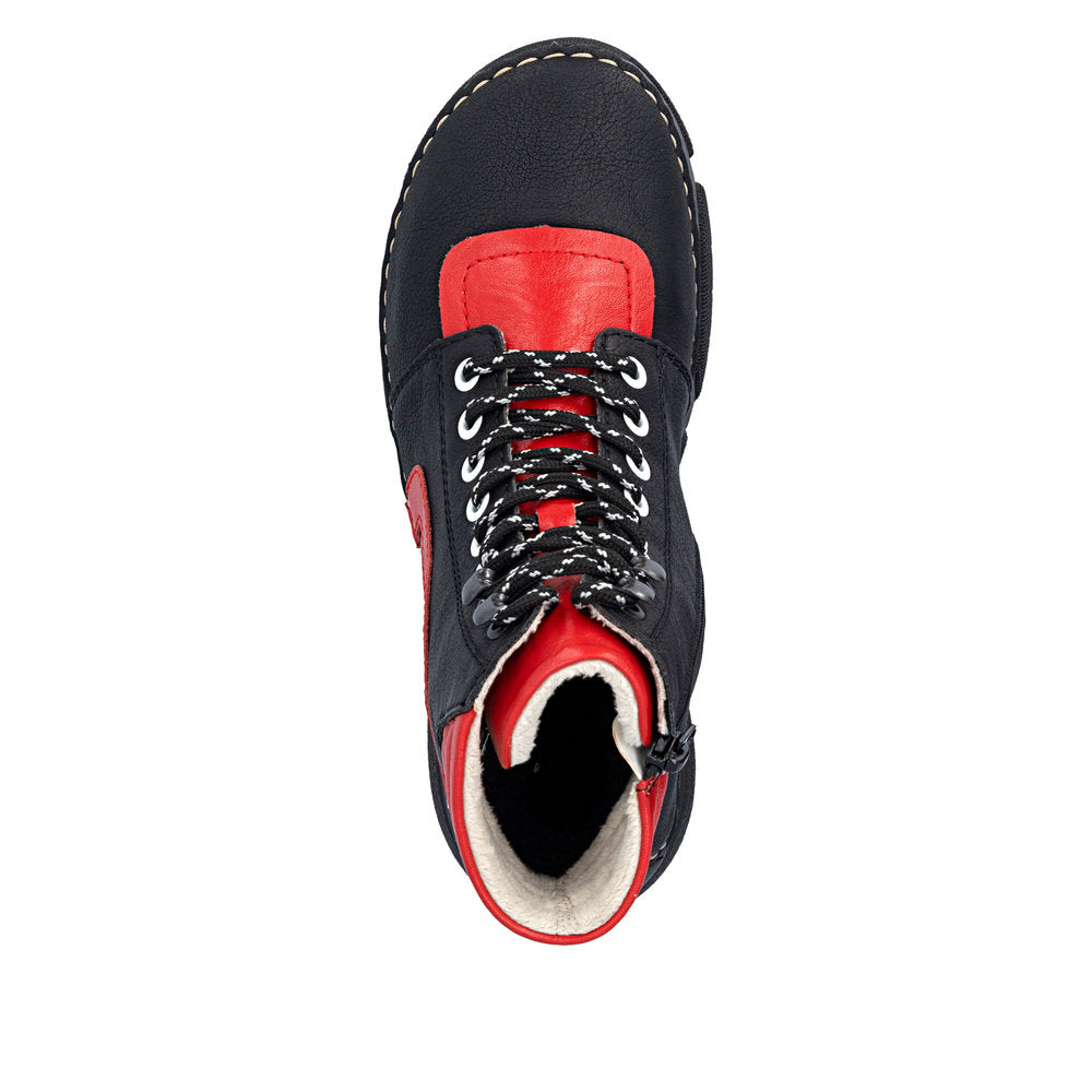 Rieker 45904-00 Black & Flamme Red Mix Boots