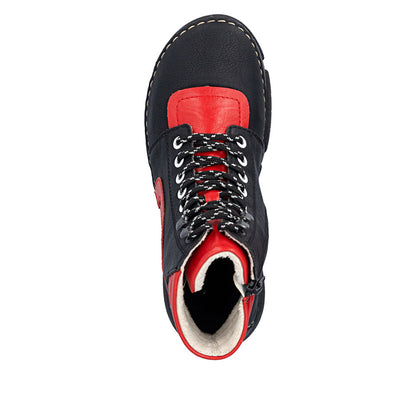 Rieker 45904-00 Black & Flamme Red Mix Boots