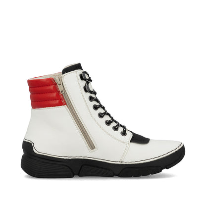 Rieker 45904-60 White, Black & Red Combi Ankle Boots