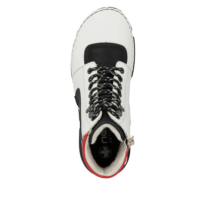 Rieker 45904-60 White, Black & Red Combi Ankle Boots
