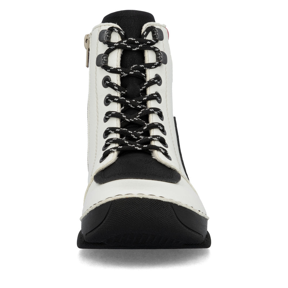 Rieker 45904-60 White, Black & Red Combi Ankle Boots
