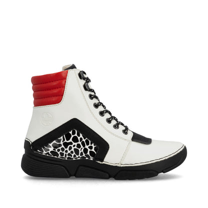 Rieker 45904-60 White, Black & Red Combi Ankle Boots