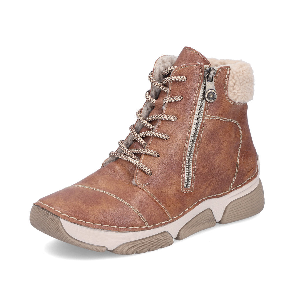 Rieker 45931-24 Brown Lace & Zip Ankle Boots
